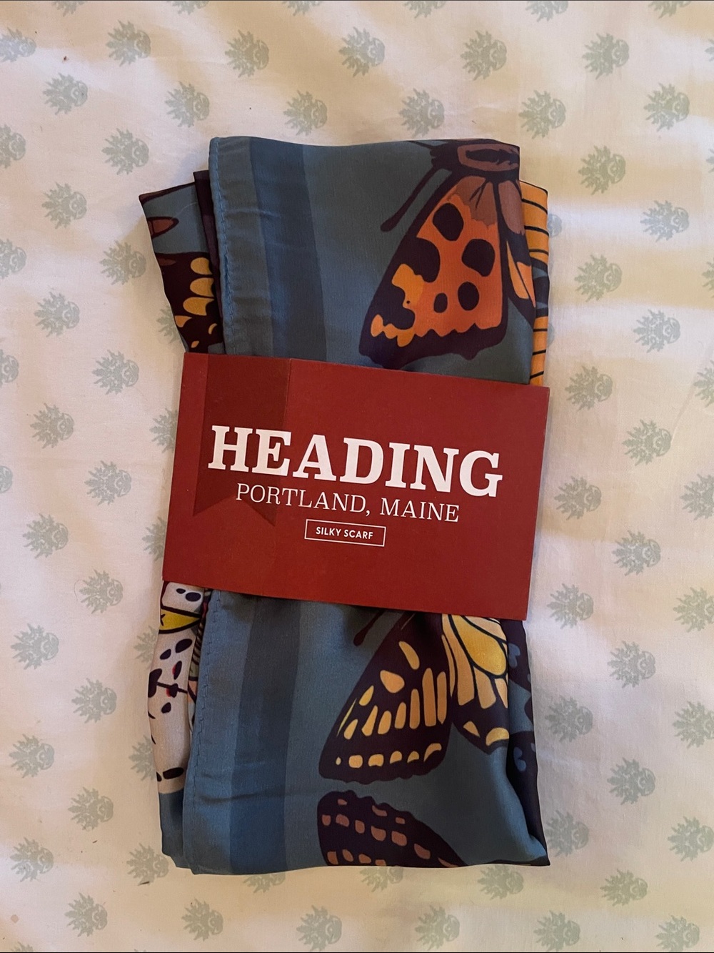 Heading Teal Butterfly Silky Scarf